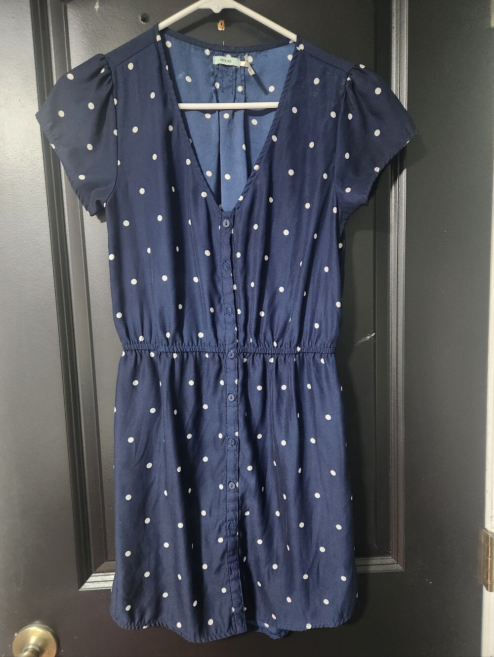 Womens Navy Polka Dot One-Piece Dress